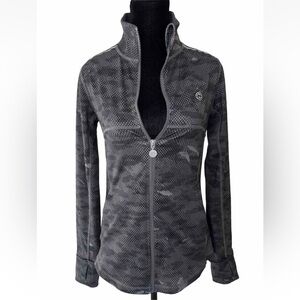 Nautica Competition Jacket Womens S Top Pockets Zip Camo Snake Print Stretch EUC